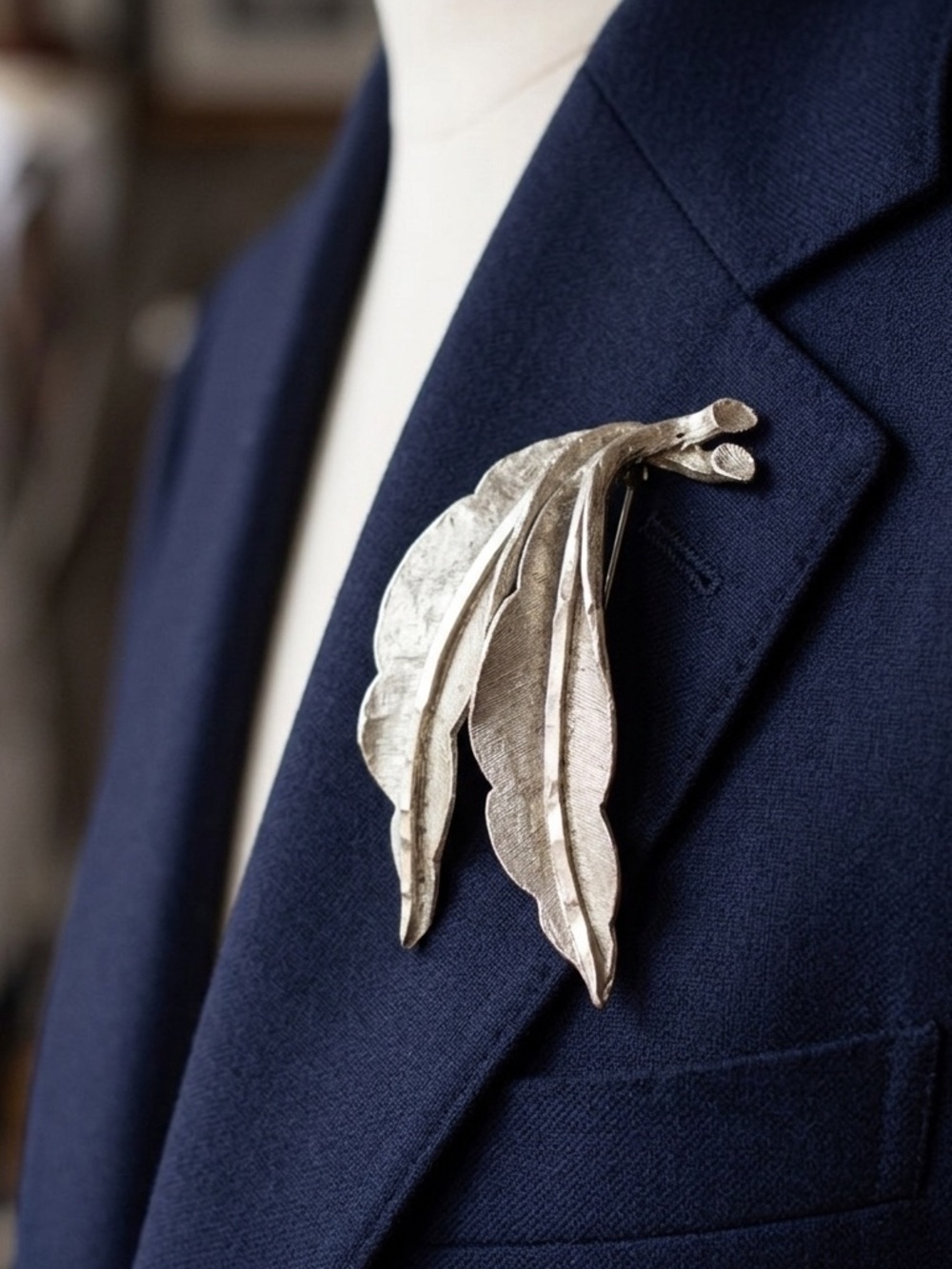 Vintage Gold Feather Brooch 1950s Mid Century Leaf Pin